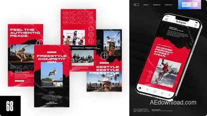 Skating Urban Stories Video Displays template preview