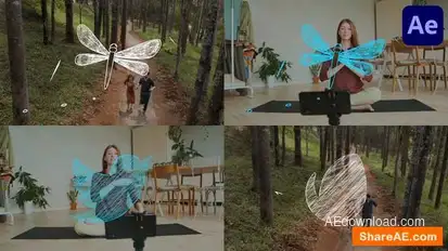 Sketch Dragonfly Logo for After Effects Logo Stings template preview