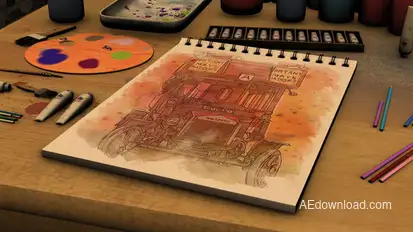 Sketchbook Slideshow Video Displays template preview