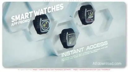 Smart Watches App Promo Video Displays template preview