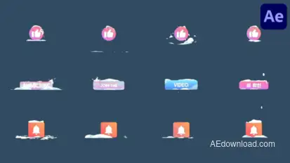 Snow Social Media Subscribe Buttons | After Effects Titles template preview