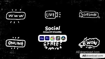 Social Animated Stickers Elements template preview