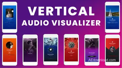 Social Media  Audio Visualizers, Vertical Design Elements template preview