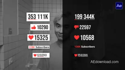 Social Media Counter  AE Infographics template preview