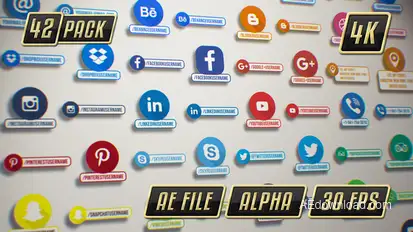 Social Media Icons & Lower Thirds Pack Elements template preview