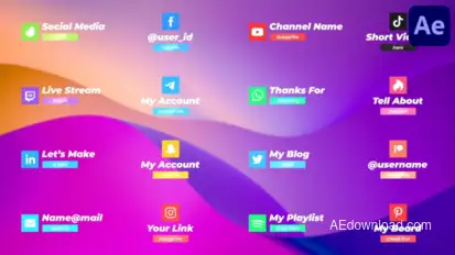 Social Media Lower Thirds 3D | After Effects Elements template preview