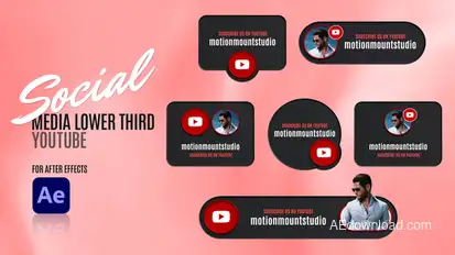 Social Media Lower Thirds - Youtube Elements template preview