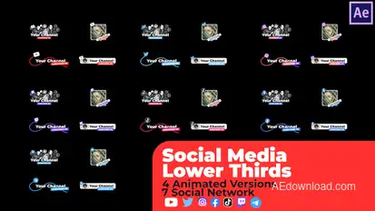 Social Media Lower Thirds v2 Elements template preview