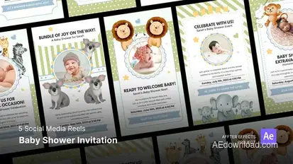 Social Media Reels - Baby Shower Invitation After Effects Template Product Promo template preview