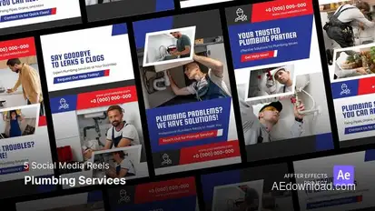 Social Media Reels - Plumbing Services After Effects Template Product Promo template preview