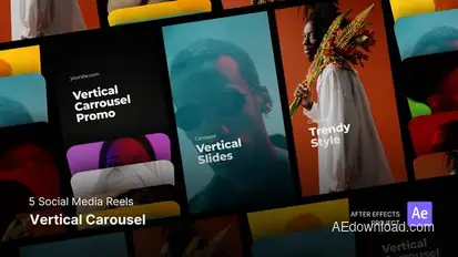 Social Media Reels - Vertical Carousel After Effects Template Video Displays template preview