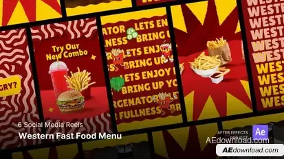 Social Media Reels - Western Fast Food Menu After Effects Project Files Product Promo template preview