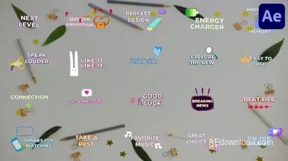 Social Media Sticker Titles for After Effects Titles template preview