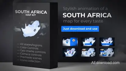 South Africa Map - Republic of South Africa Map Kit Video Displays template preview