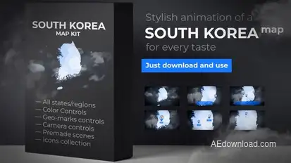 South Korea Map - Republic of Korea Map Video Displays template preview