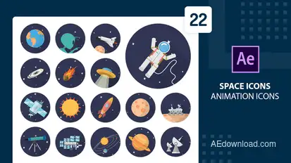 Space Animation Icons | After Effects Elements template preview