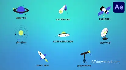 Space Exploring Icons And Titles for After Effects Titles template preview