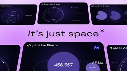 Space Pie Charts Infographics template preview