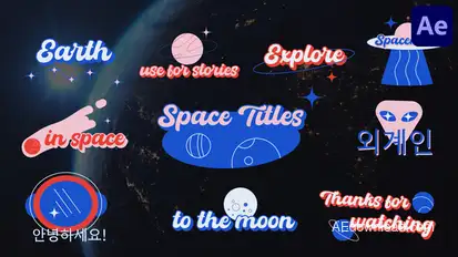 Space Sticker Titles for After Effects Titles template preview