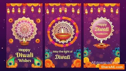 Videohive Sparkling 3D Design Happy Diwali Instagram Story Elements template preview