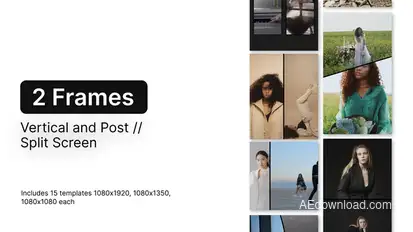 Split Screen Vertical and Post - Frames 2 Video Displays template preview