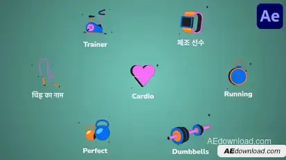 Sport Gym Icons And Titles for After Effects Titles template preview