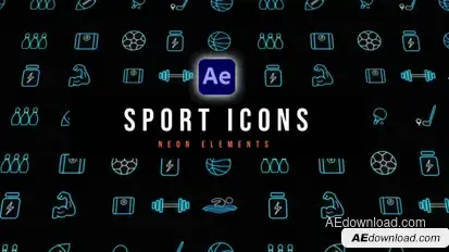 Sport Neon Icons Elements template preview