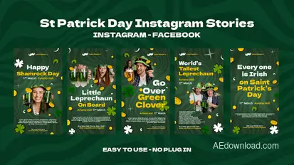 St Patrick Day Instagram Stories Openers template preview