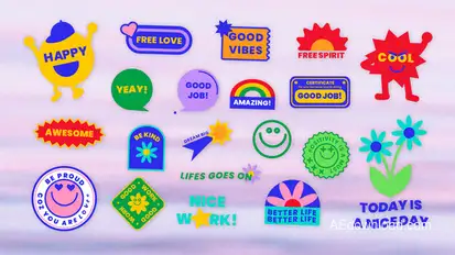 Sticker Pack - Retro Y2K Vibrant After Effects Project Template Elements template preview