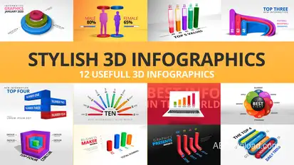 Stylish 3D Infographics Infographics template preview