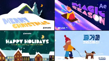 Stylish Cartoon Christmas Typography for After Effects Titles template preview
