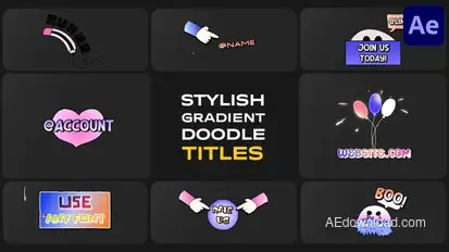 Stylish Gradient Doodle Titles for After Effects Titles template preview