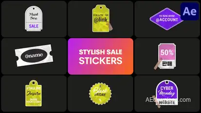 Stylish Sale Stickers | After Effects Elements template preview