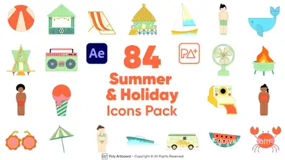Summer & Holiday Icons Pack For After Effects Elements template preview