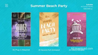 Summer Beach Party Instagram Reels Openers template preview