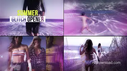 Summer Glitch Opener Video Displays template preview
