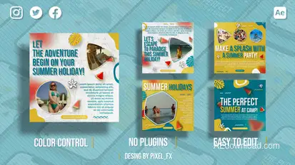 Summer Holiday Instagram Posts V2 Video Displays template preview