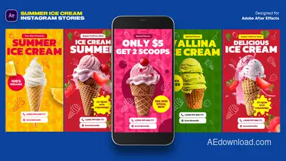 Summer Ice Cream Instagram Stories Elements template preview