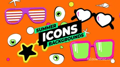 Summer Icons Backgrounds Elements template preview