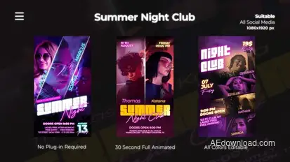 Summer Night Club Instagram Reels Openers template preview