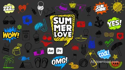 Summer Scribble Icons Titles template preview