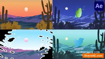 Sunset Painting Logo for After Effects Logo Stings template preview