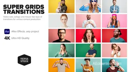 Super Grid Transitions Video Wall 4K Elements template preview