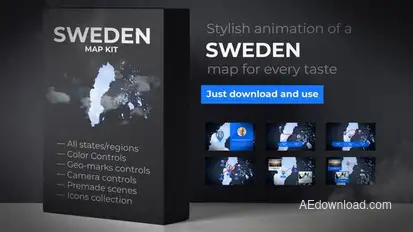 Sweden Animated Map - Kingdom of Sweden Map Kit Video Displays template preview