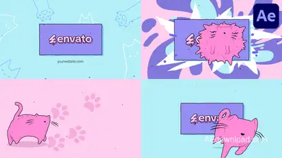 Sweety Cat Logo for After Effects Logo Stings template preview