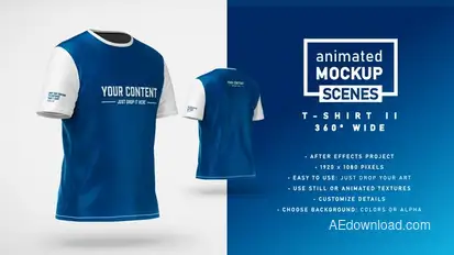 T-shirt II 360 Wide Mockup Template - Animated Mockup SCENES Video Displays template preview
