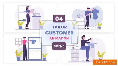 Videohive Tailor Customer Clothes Illustration Scene Elements template preview