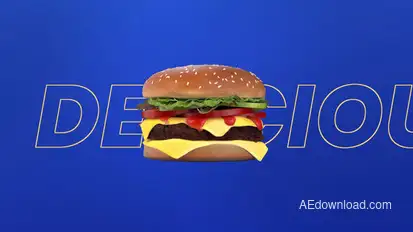 Tasty Burger 3D Intro Logo Stings template preview