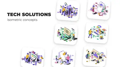 Tech Solutions - Isometric Concepts Elements template preview