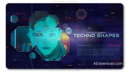 Techno Shapes Digital Slideshow Video Displays template preview
